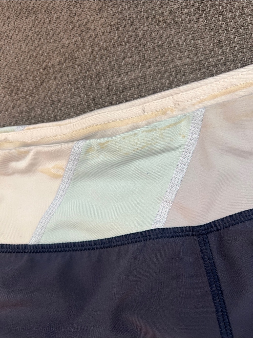 lululemon athletica Navy Athletic Shorts with Cream and Pale Mint Waistband - Picture 2 of 7